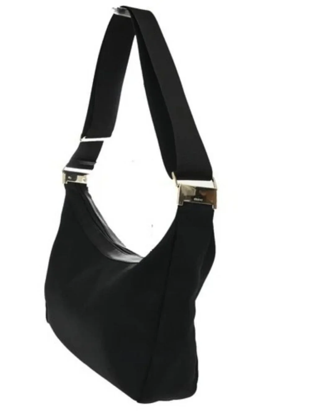GUCCI Logo Shoulder Hobo Bag Leather Black GHW Italy 62KD276